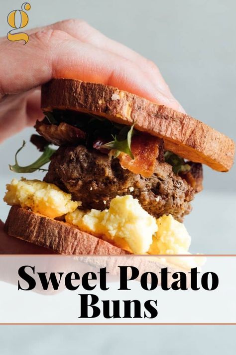 These Whole30 Sweet Potato Buns could not be easier. With just 1 ingredient, 2 steps, and 5 minutes, you have no reason not to try these the next time you're craving a sandwich, a burger, or a breakfast sammie! They're a healthy, gluten free, Paleo, and AIP substitute for a traditional bun or slice of bread. Grab the recipe below! Aip Lunch, Whole30 Sweet Potato, Potato Buns, Sweet Potato Buns, Sweet Potato Burgers, Aip Breakfast, Paleo Dinners, Quick Easy Healthy Meals, Autoimmune Paleo Recipes