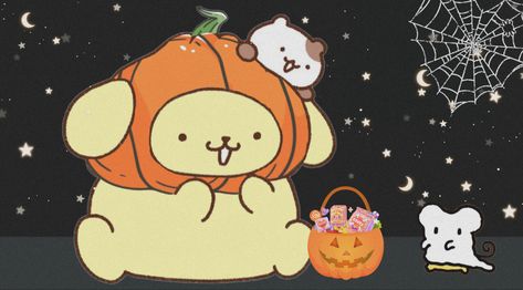 Pompompurin Halloween Background, Computer Wallpaper, Sanrio Fall, Desktop Picture, Cute, Aesthetic Halloween Wallpapers Ipad Horizontal, Cute Sanrio Pc Wallpaper, Sanrio Wallpaper For Computer, Fall Sanrio Pfp, Horizontal Sanrio Wallpaper, Aesthetic Laptop Desktop Layout, Sanrio Halloween Wallpaper Iphone, Halloween Wallpaper Ipad Horizontal, Sanrio Halloween Banner