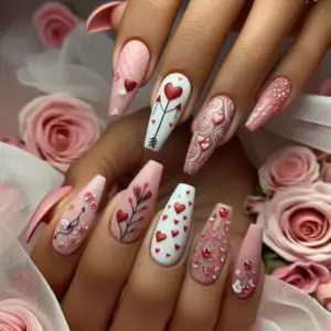 Valentines Day Nails, Valentine Nail Art, February Nails, Romantic Nails, Valentine Nails, Heart Nail Art, Trendy Nail Art Designs, Nail Designs Valentines, Nail Polish Trends