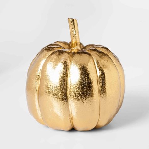 13 Thanksgiving Home Decor Items for the Holidays Gold Pumpkin Decor, Gold Pumpkin, Halloween Social, Gold Pumpkins, Pumpkin Carving Templates, Pumpkin Pillows, Pumpkin Decor, Modern Mom, Decorative Sculpture