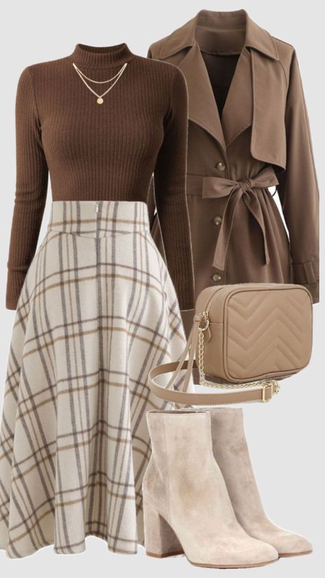 London Fashion Aesthetic, Stile Blair Waldorf, Fest Outfits, Skirts With Boots, Neue Outfits, Brown Outfit, Trendy Fall Outfits, Business Outfit, Modest Fashion Outfits