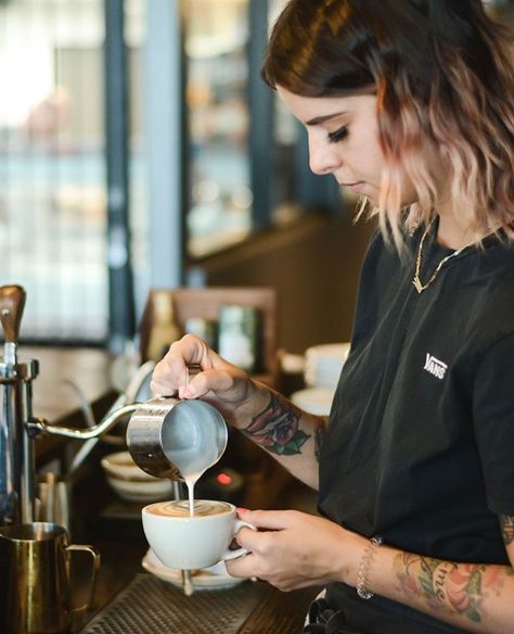 Coffee Business Photography, Coffee Shop Pictures, Barista Aesthetic, French Coffee Shop, Coffee Trailer, Coffee Shop Branding, Coffee Shop Photography, Coffee Shot, Cafe Branding