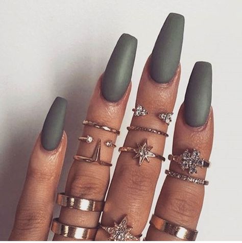 Khaki nails Coffin Nails Matte, Super Nails, Coffin Nails Long, Coffin Nails Designs, Nail Arts, Matte Nails, Best Acrylic Nails, Gorgeous Nails, Cute Acrylic Nails