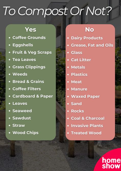 Composting Made Simple: Here's a quick guide showing exactly what you can and can't put in your compost bin. Diy Compost Bins Outdoor, Worm Bin Composting, Diy Rotating Compost Bin, Diy Pallet Compost Bin, How To Start A Compost Pile, Worm Composting Bin Diy, Diy Worm Compost Bin, Easy Compost Bin, Metal Compost Bin