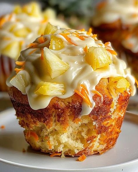 Hawaiian Pineapple Carrot Muffins Recipe - Tropical Delight - optimal recipes Hawaiian Pineapple Carrot Muffins, Pineapple Carrot Muffins, Carrot Pineapple Muffins, Optimal Recipes, Pineapple Muffins, Carrot Muffin Recipe, Baking Breads, Carrot Muffins, Pineapple Recipes