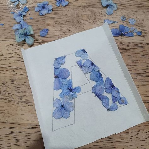 Pressed Hydrangea Art, Pressed Hydrangea, Flower Pressing, Calligraphy Cards, Flower Farmer, Dried And Pressed Flowers, Hydrangea Flowers, Bullet Journal School, Pressed Flower Art