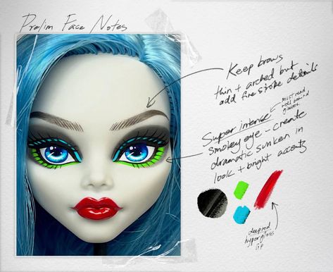 Ghoulia Yelps Makeup, Ghouluxe Ghoulia, Ghoulia Monster High, Monster 2023, Mattel Creations, Clown Dolls, Monster High Ghoulia, Ghoulia Yelps, Monster High Repaint