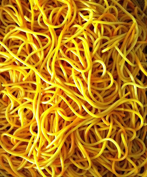 yellow spaghetti noodles by MamaOT, via Flickr Yellow Noodles, Spaghetti Noodles, Noodles, Instagram Story, Carrots, Spaghetti, Graphic Design, Ethnic Recipes, Yellow