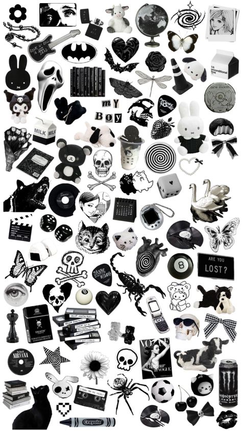 White Icons Png, Black And White Icons, Castlevania Wallpaper, White Scrapbook, Printable Sticker Sheets, White Icons, Black And White Stickers, Scrapbook Printing, Iphone Case Stickers