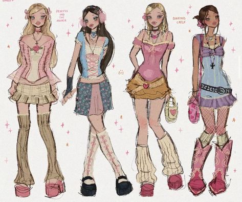 00s Mode, Y2k Art, Princess And The Pauper, Design Moda, Swag Art, Pretty Drawings, Girl Sketch, Fashion Design Sketches, Beautiful Drawings