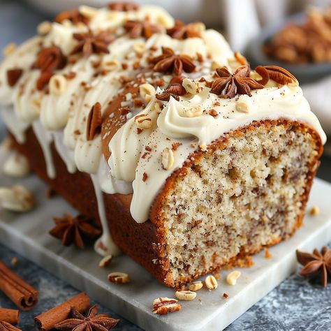 Hummingbird Bread Hummingbird Bread Recipe, Hummingbird Bread, Scalloped Potato Casserole, Hummingbird Cake Recipes, Scalloped Potato, Cream Cheese Bread, Smothered Pork, Cinnamon Cream Cheese, Sweet Breakfast Treats