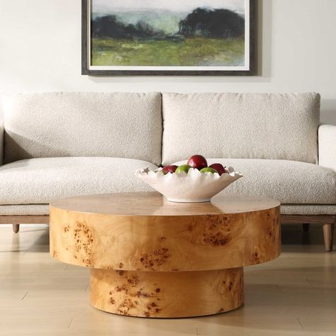 Knots Coffee Table | Uttermost Wood Round Coffee Table, Burled Wood Coffee Table, Traditional Vanity, Round Wood Coffee Table, Ceramic Wall Decor, Natural Aesthetic, Coffee Tables For Sale, Burl Wood, Wood Rounds