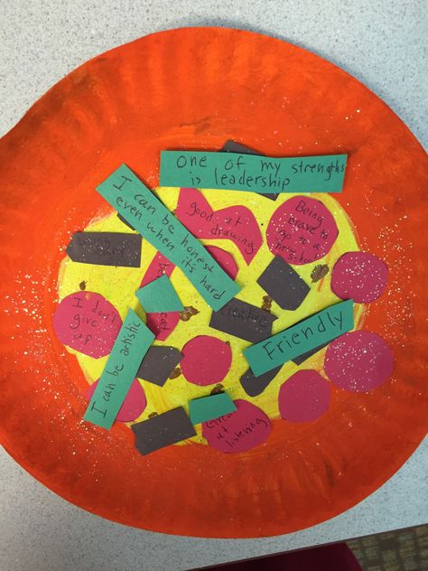 Self esteem pizza  For this activity I start out by asking first if the children like pizza and then what toppings they get on their pizza. Make sure to clarify you are making a p... Self Esteem Activities, Social Skills Groups, Counseling Lessons, Elementary Counseling, Social Skills Activities, Social Emotional Learning Activities, Teaching Social Skills, School Social Work, Activities For Teens