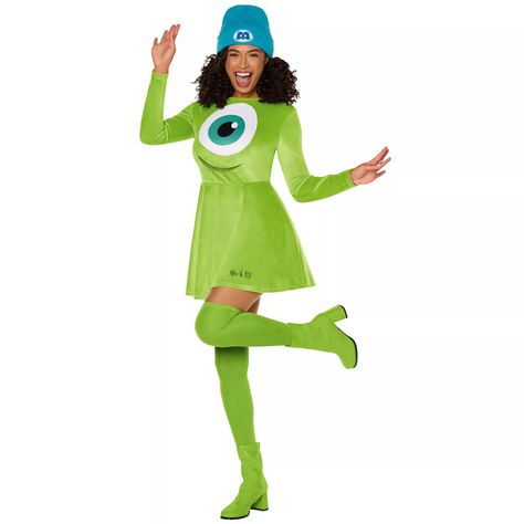 Adult Mike Wazowski Dress Costume - Monsters Inc. - Spirithalloween.com Halloween Monsters Inc, Mike Wazowski Costume, Disney Baby Costumes, Safari Costume, Firefighter Costume, Halloween Monsters, Horror Costume, Witch Costumes, Cheerleader Costume