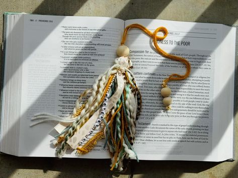 These Bible tassels are made to order just for you! Give me a verse or word and any color scheme and I'll make the perfect addition to your Bible or book. Bible Tassel, Homemade Books, Christian Crafts, Bookmark Craft, Book Markers, Diy Projects To Try, Book Accessories, Color Scheme, Favorite Books