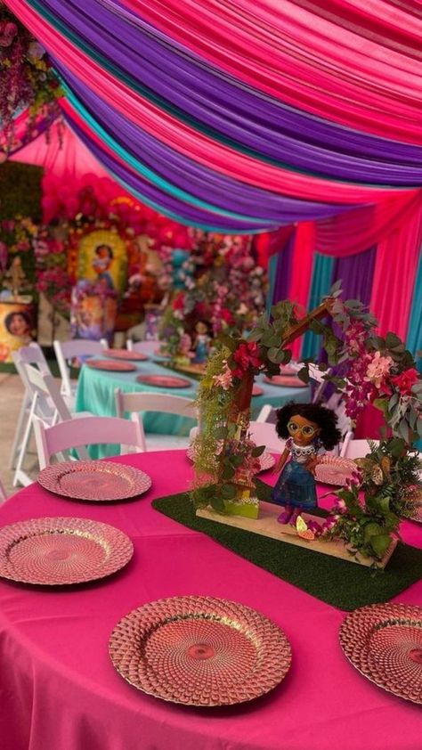 Encanto Inspired Birthday Party, Encanto Birthday Party Table Decor, Encanto Birthday Party Theme, Encanto Table Decorations, Encanto Centerpiece Ideas, Encanto Party Decoration Ideas, Encanto Centerpieces, Encanto Birthday Ideas, Encanto Birthday Party Decorations