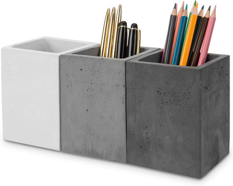 Set of 3 mixed color gray concrete office stationary and pen and pencil organizers
Ideal for storing pens, pencils, scissors, rulers, and other office supplies Desk Essentials Office, Concrete Office, Essential Office Supplies, Stationary Organization, Stationery Organizer, Gray Concrete, Office Stationary, Grey Office, Pencil Organizer