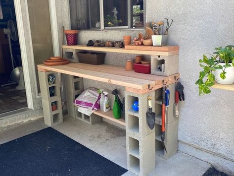 Potting Bench With Roof Ideas Diy, Potting Table, Under Decks, Potting Bench, Deck Patio, Outdoor Style, Outdoor Ideas, Patio Deck, Fresh Air