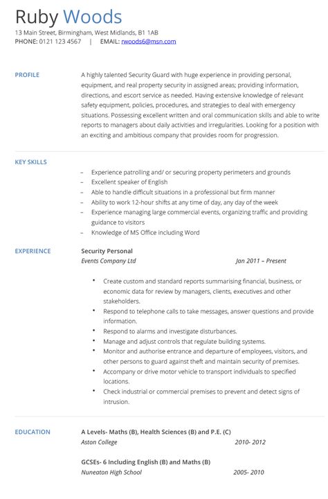 Cool Cv, Security Resume, Cv Sample, Armed Security Guard, Federal Resume, Business Analyst Resume, Free Resume Examples, Corporate Security, Job Resume Examples