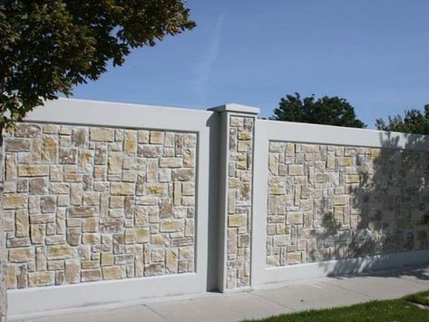 Concrete Fence Wall, Pagar Modern, Tor Design, Fence Wall Design, Compound Wall Design, Gate Wall Design, Front Wall Design, Boundary Wall, Country Fences