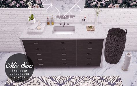 Blasiansimmer — mio-sims:  bathroom conversion - update   The... Bathroom Conversion, Sims Bathroom, Cc Furniture, Play Sims, Sims 4 Update, Sims 4 Cc Furniture, Glass Bathroom, Sims 4 Build, Sims 4 Houses