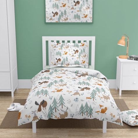 Laural Home Outdoor Critters Camping Comforter - On Sale - Bed Bath & Beyond - 36088671 Super Hero Bedroom Decor, Camping Bedding, Friends Artwork, Monochrome Bedroom, Twin Size Duvet Covers, Kids Bedding Sets, Beautiful Trees, Kids Room Wall Decor, Camping Bed