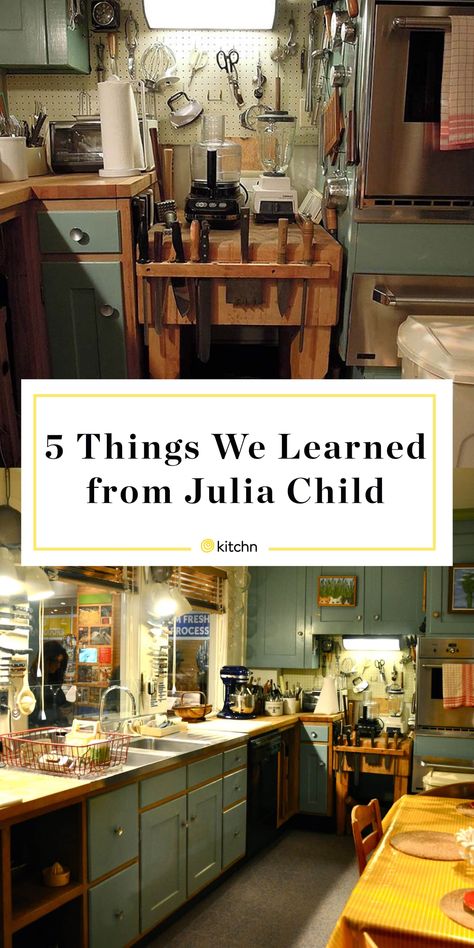 Chefs Kitchen Design, Julia Child Kitchen, Pegboard Kitchen, Canning Kitchen, Julia Child Recipes, Real Kitchen, Eclectic Kitchen, Chefs Kitchen, Julia Child