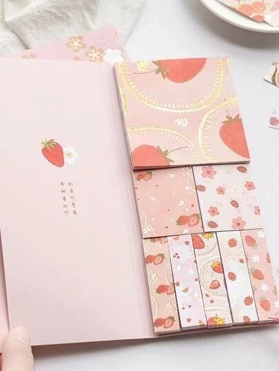 Kawaii Stationery Aesthetic, Fruit Stationery, Cute Stationery School Supplies, Cute Sticky Notes, Pretty School Supplies, Stationery Obsession, Cute Stationary School Supplies, Flower Fruit, Cute School Stationary