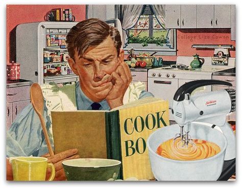 jell-o man cooking  by Liza Cowan, via Flickr Advertising Archives, Vintage Housewife, Man Cooking, Vintage Cooking, Vintage Cookbooks, Vintage Life, Vintage Pictures, Pics Art, Old Man