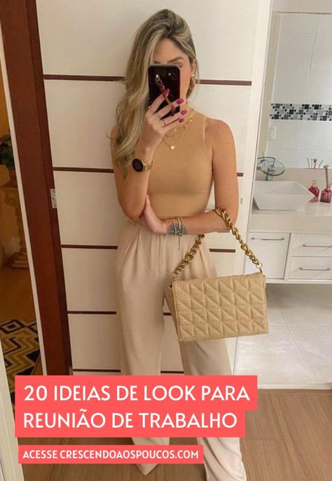 20 ideias de look para reunião de trabalho Job Clothes, Nude Outfits, Look Zara, Look Office, Look Casual Chic, Elegante Casual, Classy Casual Outfits, Casual Chic Outfit, Closet Fashion