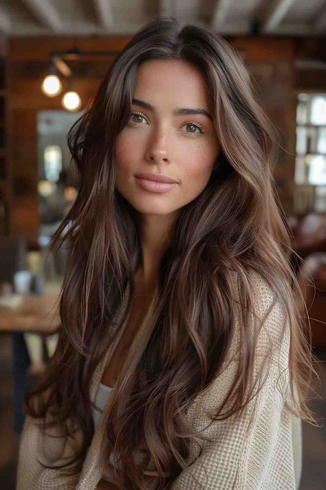 The Best Long Haircuts of 2024 Brunette Haircuts Long, Long Natural Wedding Hair, Brunette Haircut Medium Long Layers, 2024 Brunette Hair Cuts, Best Brown Hair For Brown Eyes, Things To Do With Brown Hair, Best Long Hair Haircuts, Haircut Brunette Long, Haircuts For Long Brunette Hair