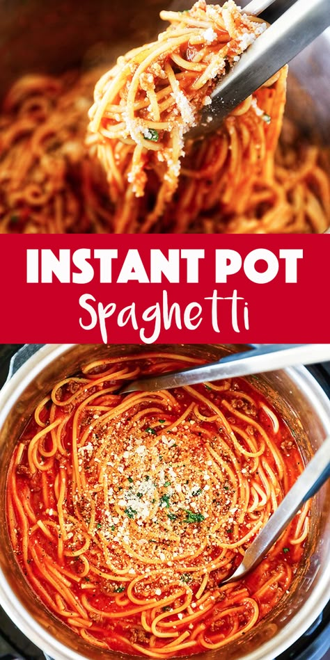 Pressure Cooker Spaghetti, Instant Pot Spaghetti, Instant Pot Pasta Recipe, Best Instant Pot Recipes, Easy One Pot Meals, Best Instant Pot Recipe, Instant Pot Dinner, Easy Instant Pot Recipes, Instant Pot Dinner Recipes