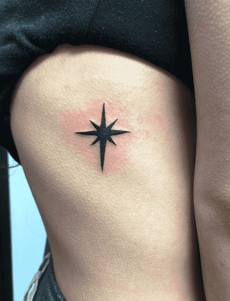 Blackwork Star Tattoo, Traditional Stars Tattoo, Black Star Tattoo Radiohead, Black Star Radiohead Tattoo, Paper Star Tattoo, Four Pointed Star Tattoo, Large Star Tattoo, Eight Point Star Tattoo, Gothic Star Tattoo