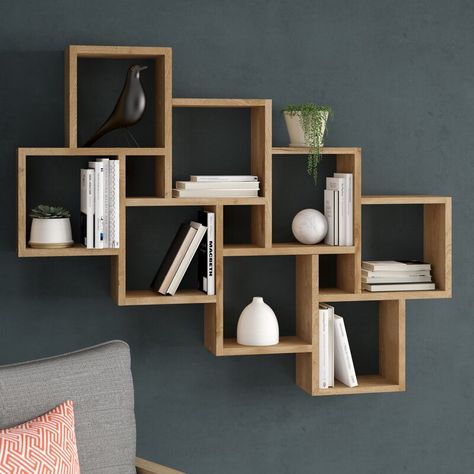 Eket Wall Ideas, Cube Shelving Ideas, Diy Furniture Polish, Cube Shelf, Creative Bookshelves, Beautiful Bookshelf, Modern Wall Shelf, Wall Shelf Decor, Cube Shelves