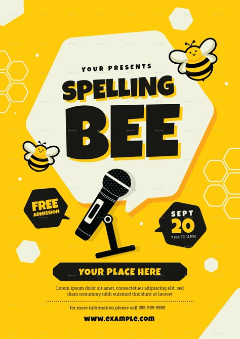 Spelling Bee Contest Flyer Template Quiz Bee Poster Design, Spelling Bee Poster Design, Spelling Bee Background, Spelling Bee Decorations School, Spelling Bee Poster, Spelling Bee Ideas, Spelling Bee Decorations, Spelling Bee Competition, Spell Bee Competition