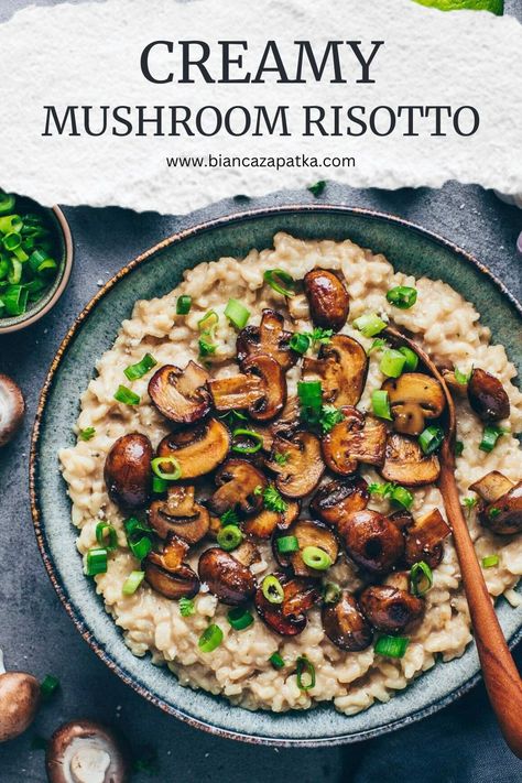 Gluten Free Mushroom Risotto, Rissoto Recipes Dairy Free, Dinner Ideas Lactose Free, Dairy Free Mushroom Risotto, Aip Mushroom Recipes, Gluten Free Mushroom Recipes, Risotto Recipes Vegan, Vegan Gluten Free Italian Recipes, Gluten Free Risotto Recipes