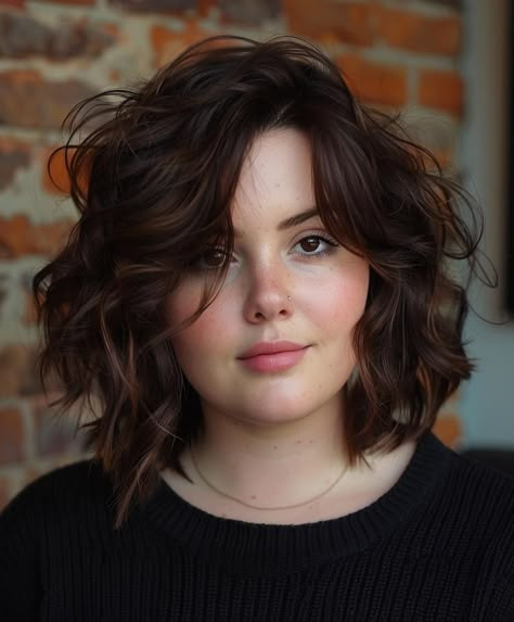 Medium Hair For Chubby Faces, Short Hair Round Face Plus Size, Layered Short Hairstyles, Cabelo Plus Size, Layered Pixie Bob, Short Hair Plus Size, Feather Haircut, Grey Hair And Glasses, Haircut Ideas For Women