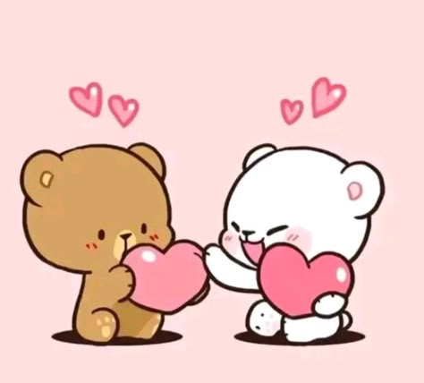 Cartoon Couple Aesthetic, Cute Bear Couple, Calin Gif, Milk Mocha, Mocha Bear, Drawings For Boyfriend, Animated Emoticons, Milk & Mocha, Cute Bear Drawings