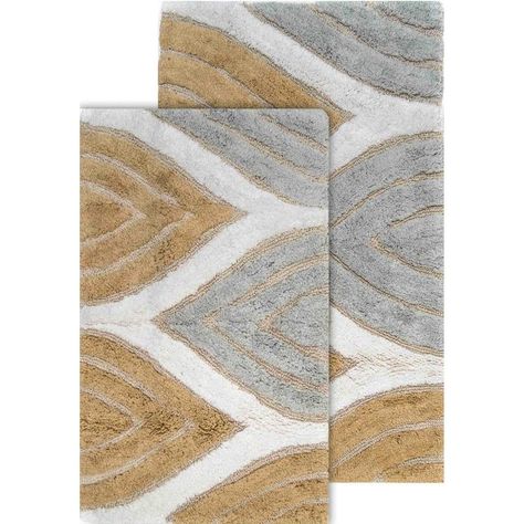 Set of two 100% cotton bath rugs. Machine-tufted construction. Lightly sprayed anti-skid backing keeps rug safely in place. Large rug measures 24-in x 40-in. Small rug measures 21-in x 34-in. Chesapeake Merchandising Davenport 40-in x 24-in Cotton Bath Rug | 44801 Brown Bathroom Rugs, Brown Bathroom, Bathroom Rugs And Mats, Bathroom Rugs Bath Mats, Cotton Bath Rug, Bathroom Rug Sets, Bath Mat Sets, Bath Rugs Sets, Rug Sets