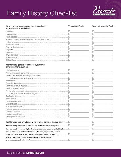 Family Medical History Printable Free, Family Medical History, Checklist Ideas, Medical Printables, Medical Binder Printables, Family Health History, Estate Planning Checklist, Medical Binder, Prenatal Nutrition