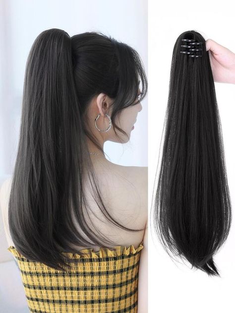 Ponytail Wigs, Black Ponytail, Ponytail Wig, Straight Ponytail, Clip In Ponytail, Ponytail Hair Extensions, Synthetic Hair Extensions, Black Wig, Ponytail Extension