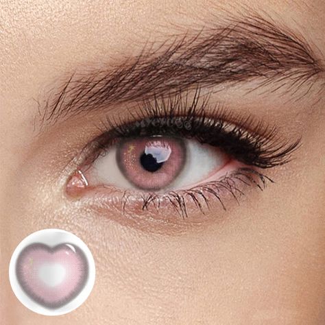 MYEYEBB Tiktok Sweet Heart Pink Brown Colored Contact Lenses Unique Eye Contacts, Pink Eyes Contacts, Heart Contact Lenses, Pink Eye Contacts, Pink Eye Color, Pink Contact Lenses, Pink Contacts, Mushroom Outfit, Cool Contacts