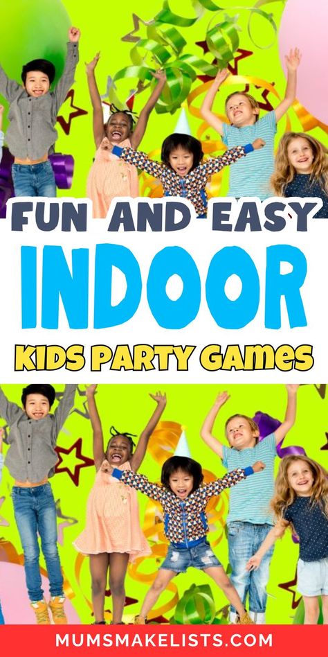 Keep kids entertained with these exciting indoor party games for kids that make any birthday celebration unforgettable! From classic favorites to fun new ideas, these party games bring laughter and energy to any indoor setting. Perfect for home parties, these games are guaranteed to keep kids busy and having a blast. Ideal for parents planning a stress-free indoor kids birthday party! Childrens Party Games, Inside Party Games For Kids Birthdays, Easy Kid Games Indoor Games For Three Year Old Birthday Party, Elementary Party Games, Four Year Old Birthday Games, Simple Kids Party Games, Games For 4 Year Boy, Party Animal Games, Party Games For 3rd Birthday, Games For 3 Year Birthday, Girl Party Games Kids