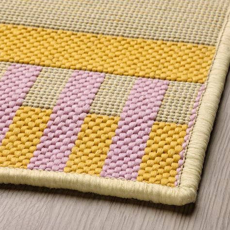 KORSNING Rug flatwoven, in/outdoor, yellow/pink/stripe, 6'7"x9'10" - IKEA Ikea Yellow, Ikea Outdoor, Ikea Ireland, Wet Spot, Professional Carpet Cleaning, Outdoor Carpet, Yellow Rug, How To Clean Carpet, Pink Stripes