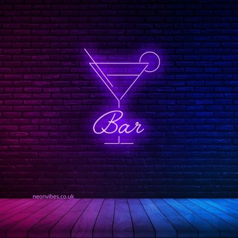 Neon Light Restaurant, College Interior, Bar Neon Sign, Gin Bar, Pixel Animation, Restaurant Signs, All Things Purple, Cocktail Glass, Cocktail Bar