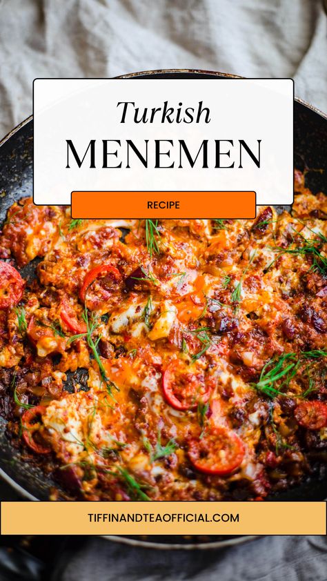 Menemen in a pan on a cloth Turkish Menemen, Menemen Recipe, Delicious Smoothie Recipes, Breakfast Spread, Easy Weekday Meals, Turkish Breakfast, Global Recipes, Middle Eastern Recipes, Breakfast Brunch Recipes