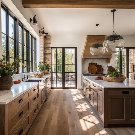 All Posts • Instagram Cabin Flooring, Kitchen Cabinet Wall, Kit House, Creek House, Condo Kitchen, Casa Country, Lots Of Windows, Wooden Floors, Beautiful Kitchen