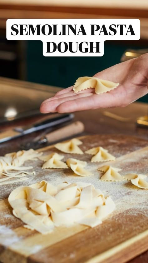 Semolina pasta dough Pasta Dough Recipes Homemade, Pasta No Egg, No Egg Pasta Dough, Eggless Pasta Dough, Authentic Italian Homemade Pasta Dough, Homemade Pasta Dough By Hand, Homemade Semolina Pasta Dough Recipe, Pasta Dough Recipes Semolina, Pasta With Semolina Flour