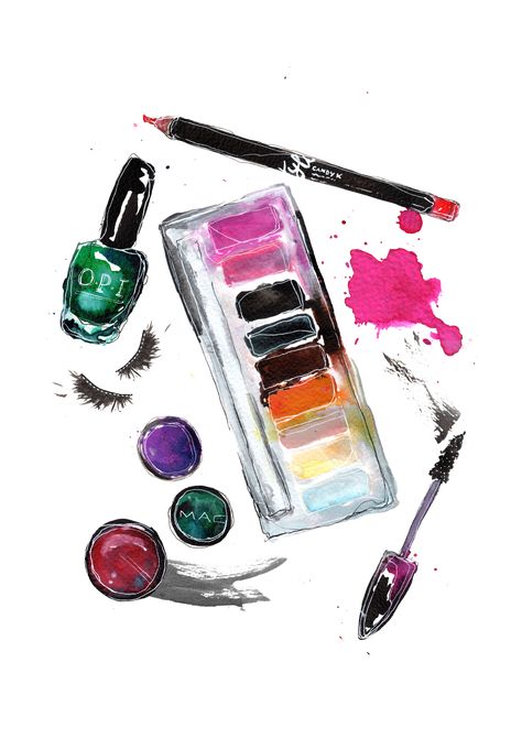 Makeup Graphics, Colourful Watercolour, Makeup Illustration, Pink Artwork, Pen And Wash, Watercolour Ink, Gcse Art, Pen And Watercolor, Art Objects