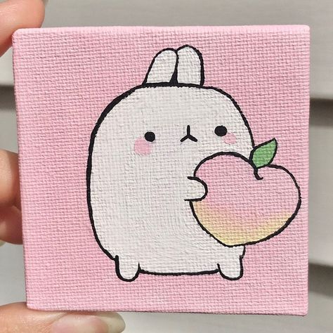 Kawaii Paintings On Canvas, Cute Easy Paintings, Canvas Art Painting Abstract, Mini Toile, Pink Canvas Art, Canvas Art Projects, Small Canvas Paintings, Cute Canvas Paintings, Easy Canvas Art